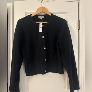 NWT J. Crew New relaxed Emilie sweater lady jacket, size Large, black